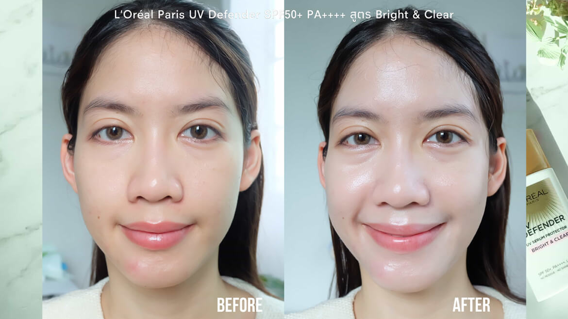 เปรียบเทียบการทาครีมกันแดด Bright & Clear